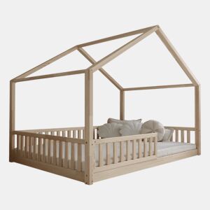 Cama cabana 140x200 barreira e base incluída pés 1 cm Roxane Madeira
