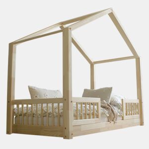 Cama 90x190 com calhas e estrado com pés de 1 cm Iris Bois