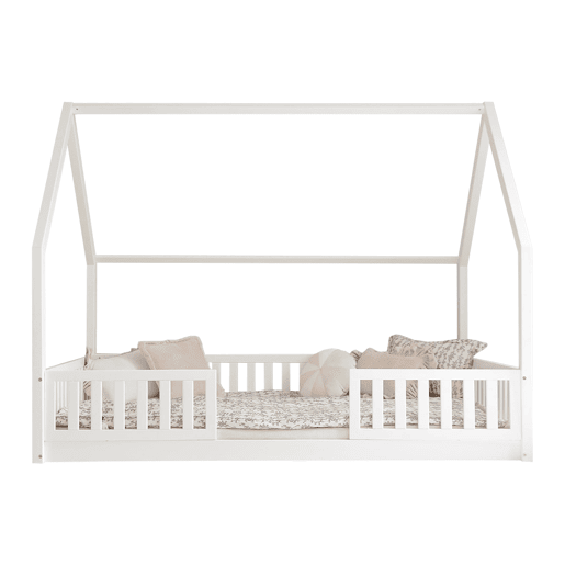 Cama cabana 140x200 barreiras e base incluída pés 1 cm Daisy Branco