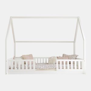 Cama cabana 140x200 barreiras e base incluída pés 1 cm Daisy Branco