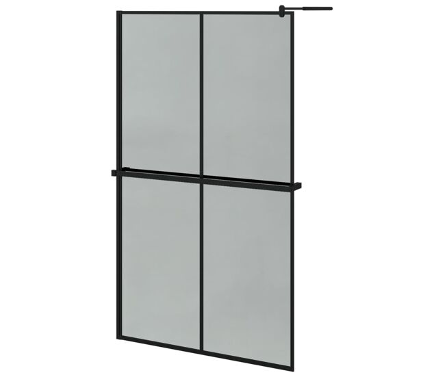 Vidaxl mampara ducha con estante vidrio esg y aluminio negro 118x195cm