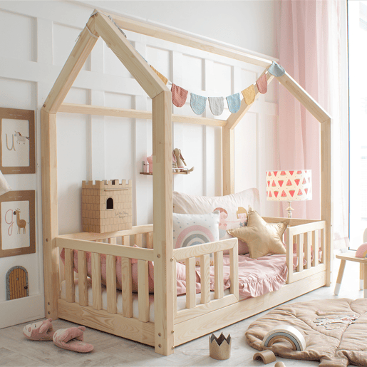 Cama cabana 90x190 barreiras e base incluídas pés 1 cm Daisy Bois