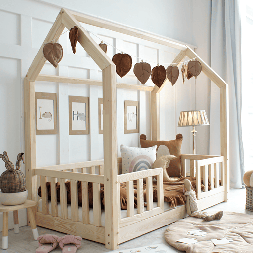 Cama cabana 90x190 barreiras e base incluídas pés 1 cm Daisy Bois