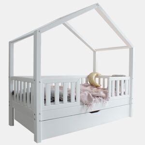 Cama de cabina 90x190 barreiras base de ripas e gaveta incluídas Roxane Branco