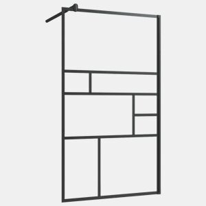 vidaXL Divisória de chuveiro c vidro transparente ESG 90x195 cm preto