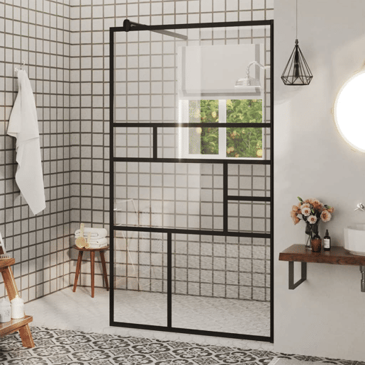 vidaXL Divisória de chuveiro c vidro transparente ESG 90x195 cm preto vidaXL Divisória de chuveiro c vidro transparente ESG 90x195 cm preto