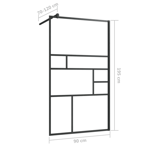 vidaXL Divisória de chuveiro c vidro transparente ESG 90x195 cm preto vidaXL Divisória de chuveiro c vidro transparente ESG 90x195 cm preto