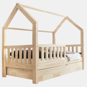 Cama cabana 90x190 barreira base de ripas e gaveta incluída Daisy Bois