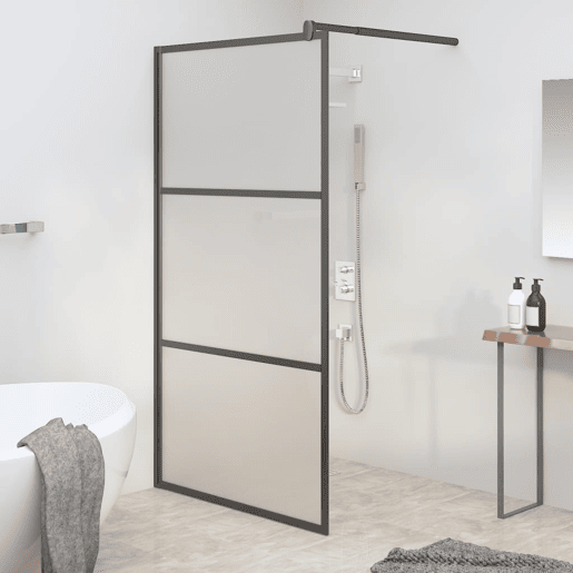 vidaXL Divisória de chuveiro 100x195 cm vidro opaco ESG preto