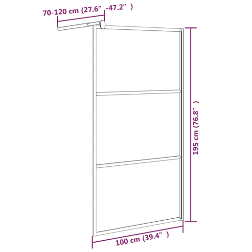 vidaXL Divisória de chuveiro 100x195 cm vidro opaco ESG preto