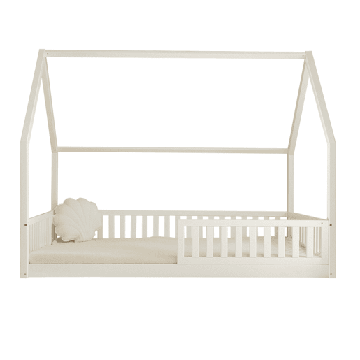 Cama cabana 140x200 com barreira e base de ripas incluídas pés 1 cm Daisy Branco