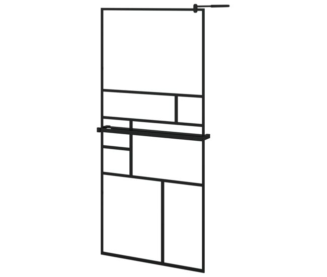 Vidaxl mampara ducha con estante vidrio esg y aluminio negro 90x195 cm