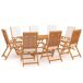 Comedor de jardín 9 piezas con cojines madera maciza de teca Comedor de jardín 9 piezas con cojines madera maciza de teca Blanco