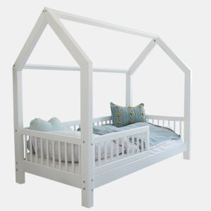 Cama cabana 90x190 barreira e base de ripas incluídas pés 10 cm Sofia Branco