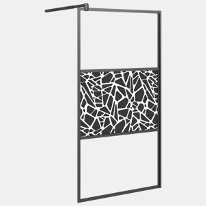vidaXL Divisória de chuveiro 100x195cm vidro ESG design pedras preto