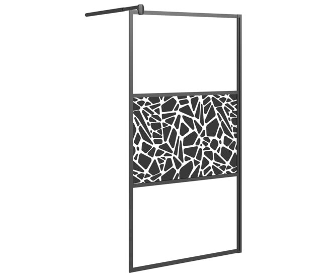 Vidaxl mampara ducha vidrio esmerilado diseño piedras negro 100x195 cm