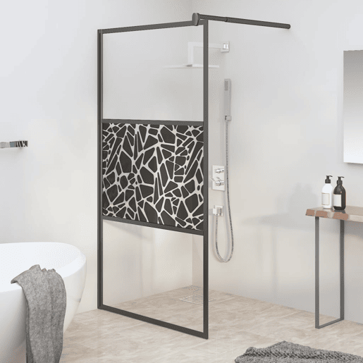 vidaXL Divisória de chuveiro 100x195cm vidro ESG design pedras preto vidaXL Divisória de chuveiro 100x195cm vidro ESG design pedras preto