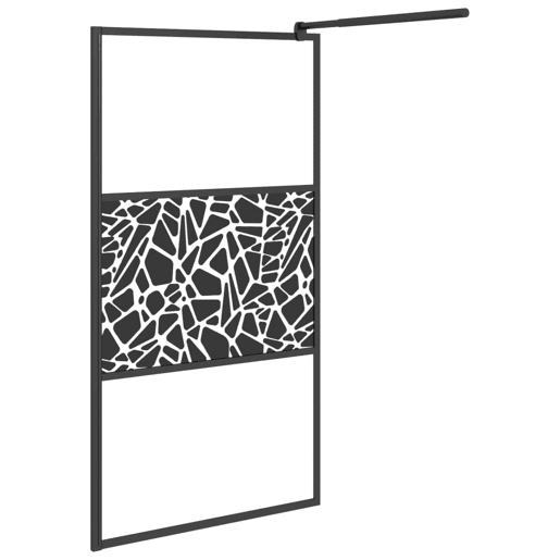 vidaXL Divisória de chuveiro 100x195cm vidro ESG design pedras preto vidaXL Divisória de chuveiro 100x195cm vidro ESG design pedras preto
