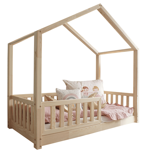 Cama de cabina 90x190 barreira e base de ripas incluídas pés 1 cm Roxane Bois