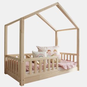 Cama de cabina 90x190 barreira e base de ripas incluídas pés 1 cm Roxane Bois