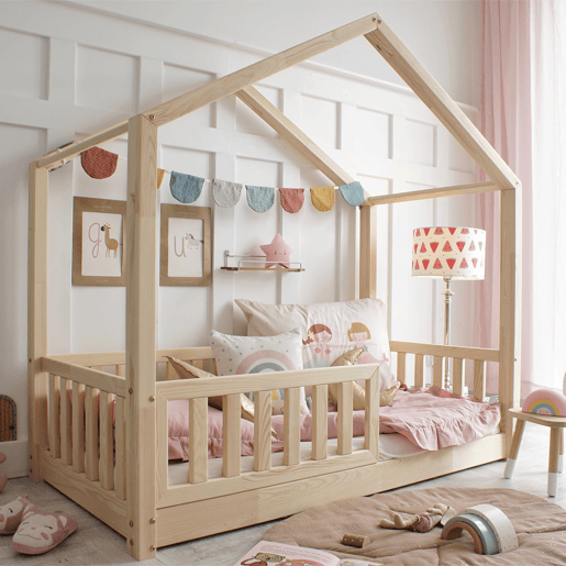 Cama de cabina 90x190 barreira e base de ripas incluídas pés 1 cm Roxane Bois