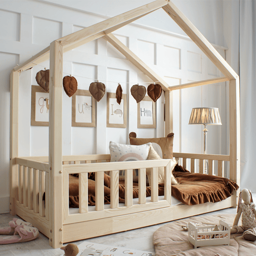 Cama de cabina 90x190 barreira e base de ripas incluídas pés 1 cm Roxane Bois