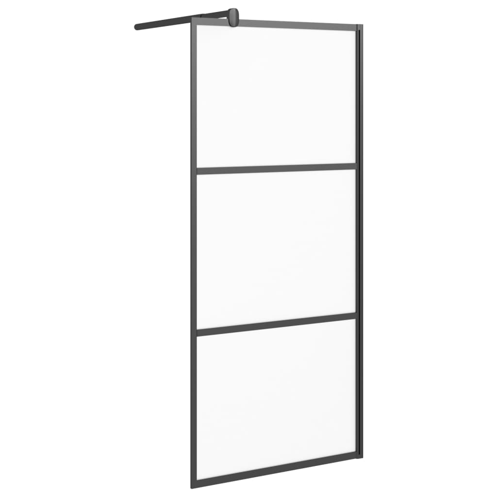 Vidaxl mampara de ducha accesible vidrio esg esmerilado negro 90x195cm