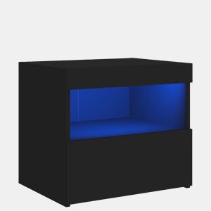 vidaXL Mesa de cabeceira com luzes LED 50x40x45 cm preto