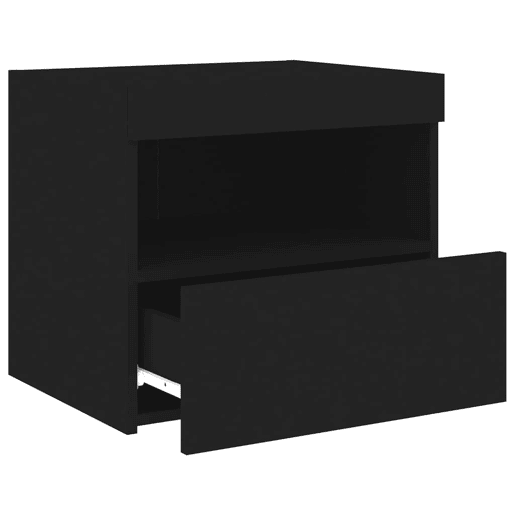vidaXL Mesa de cabeceira com luzes LED 50x40x45 cm preto vidaXL Mesa de cabeceira com luzes LED 50x40x45 cm preto