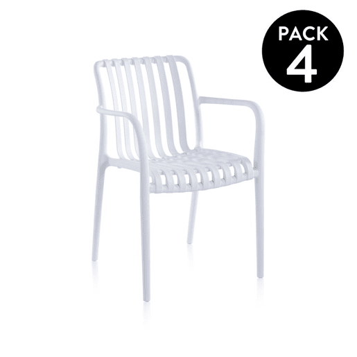 Pack 4 sillas exterior Jamie Arm Branco 57,5 x 81 x 55,5 cm