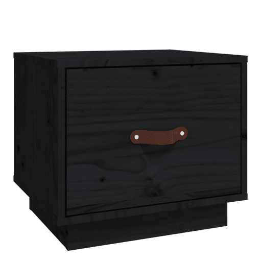 vidaXL Mesa de cabeceira 40x34x35 cm madeira de pinho maciça preto