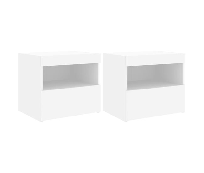 Vidaxl mesitas de noche con luces led 2 unidades blanco 50x40x45 cm