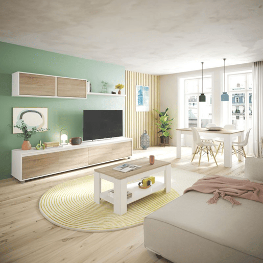 Salão Arlet Artik White (Branco mate) - Carvalho canadiano 200 x 43 x 41 cm