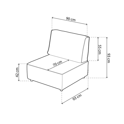 Sofá modular de 1 lugar Cubiq Beige 90 x 93 x 93 cm