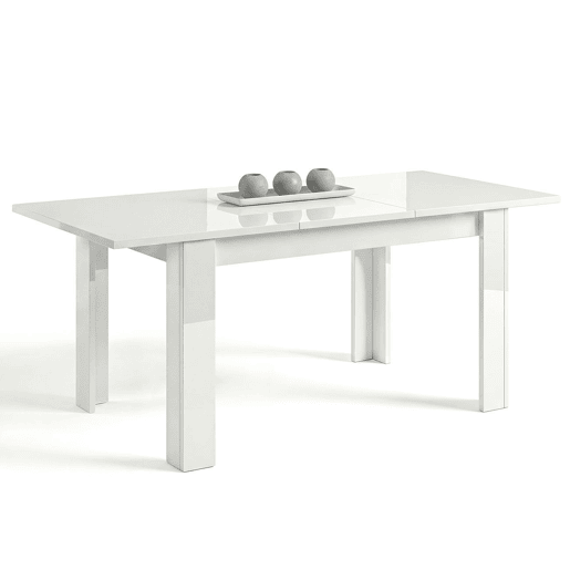 Mesa de jantar extensível 140-190x90 cm Sira Branco brilhante 190 x 78 x 90 cm