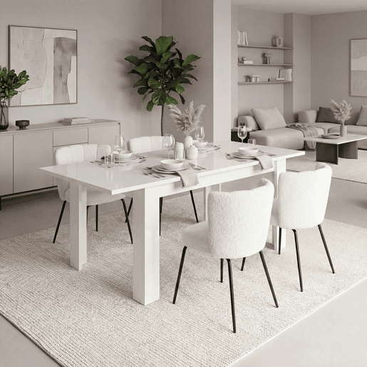 Mesa de jantar extensível 140-190x90 cm Sira Branco brilhante 190 x 78 x 90 cm