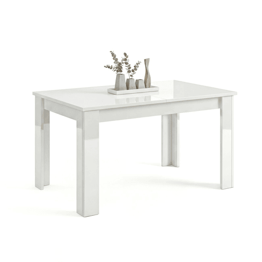 Mesa de jantar extensível 140-190x90 cm Sira Branco brilhante 190 x 78 x 90 cm