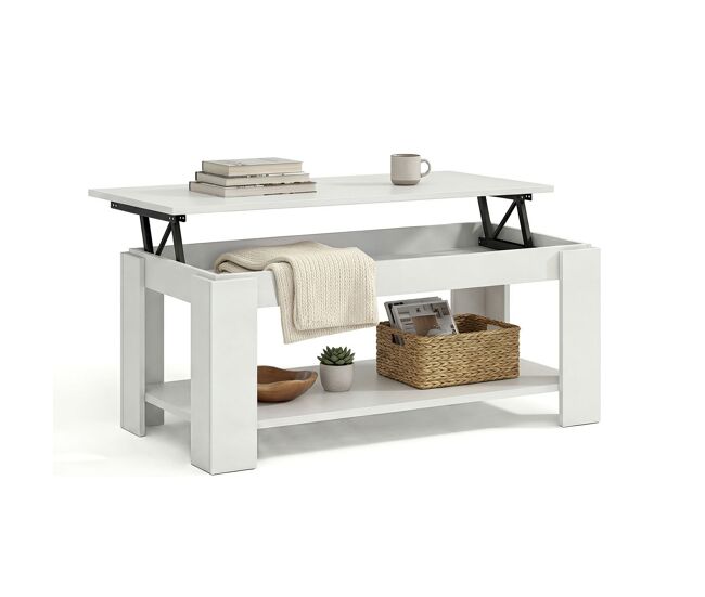 Mesa de centro elevable con almacenaje en blanco artik 102x43-54 cm lya