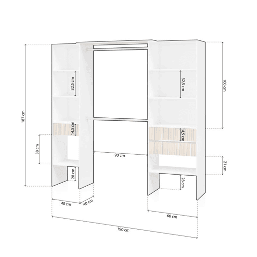 Roupeiro Nitza Blanco Artik (Blanco Mate) - Natur x 187 x 40 cm