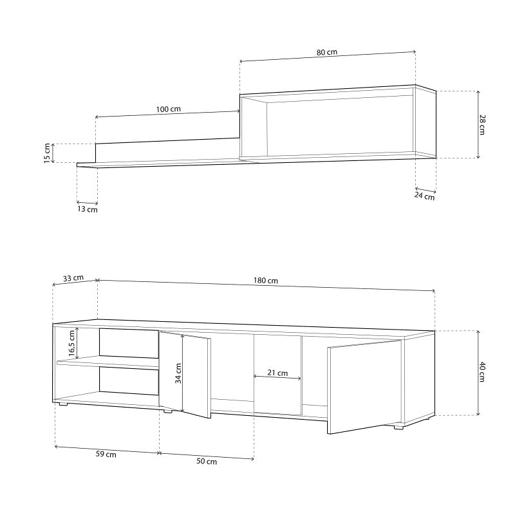 Salão Alix Blanco Artik (Blanco Mate) - Natur 180 x 40 x 33 cm