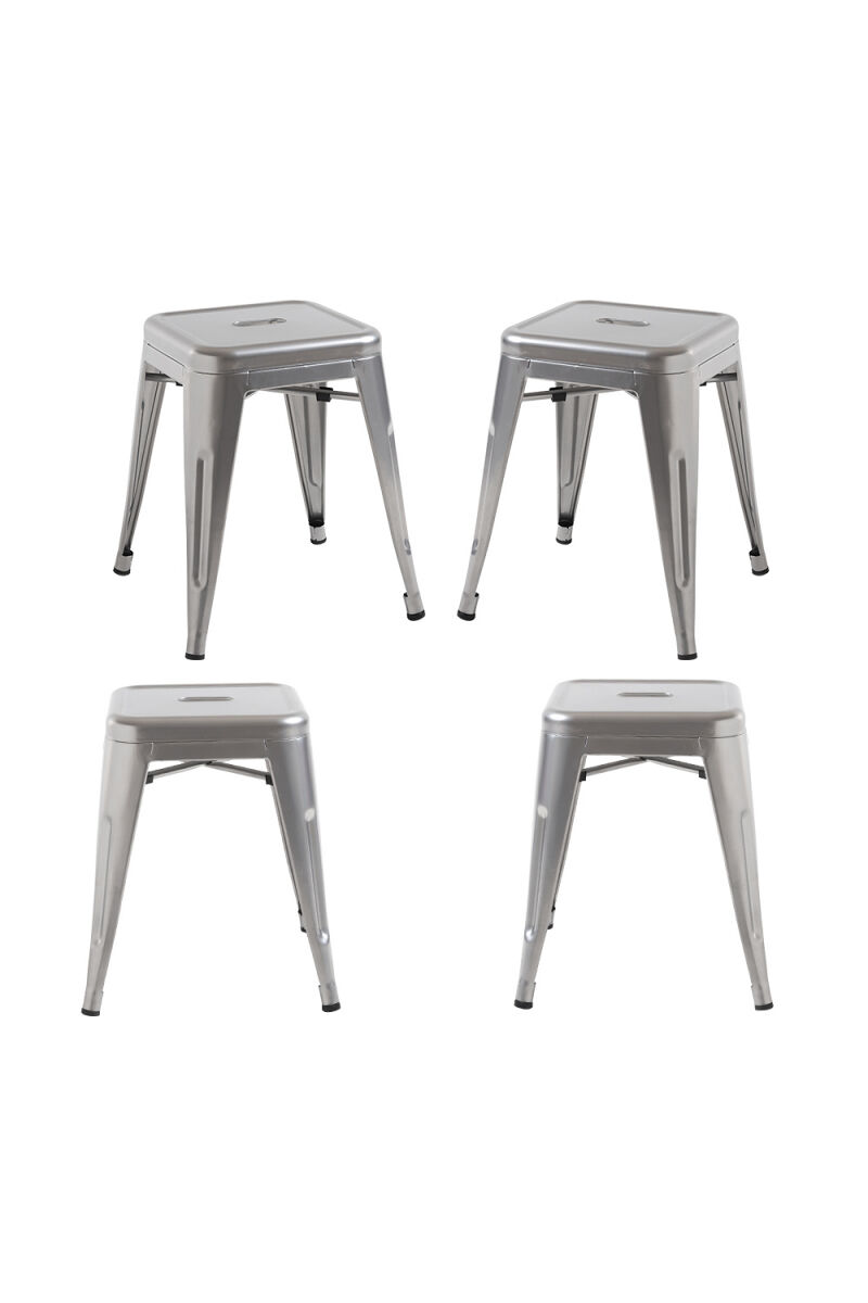 Pack 4 taburetes torix pequeños - gris metalizado