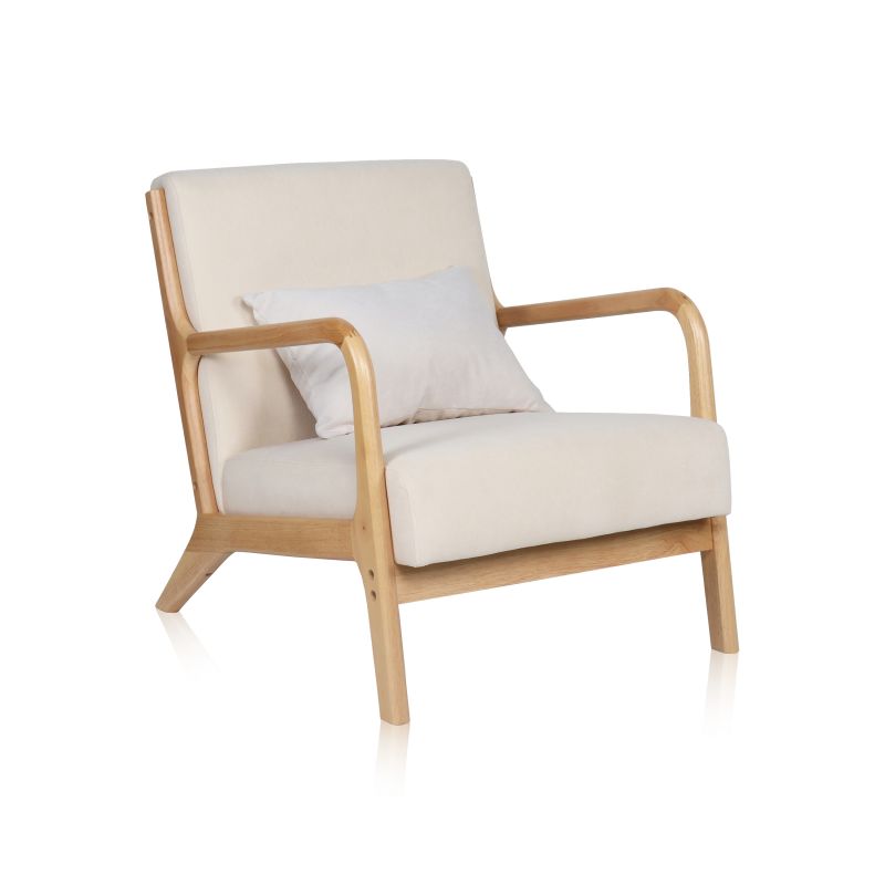 Butaca elka beige - madera natural 83 x 72 x cm