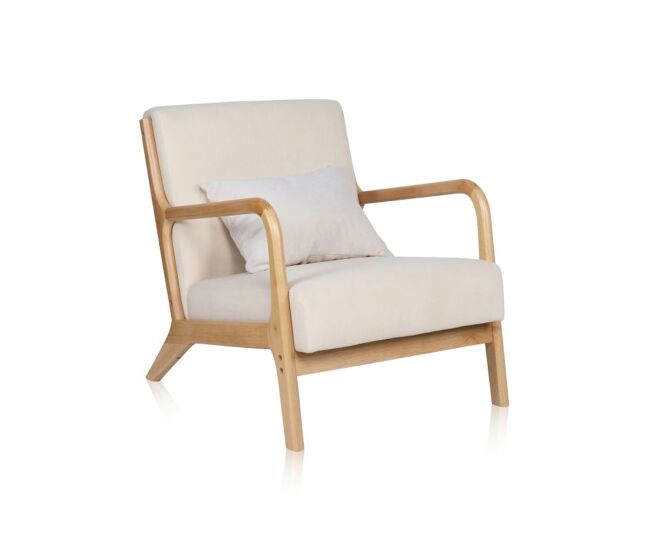 Butaca con estilo nórdico en beige y madera natural 65x83 cm elka beige - madera natural 83 x 72 x cm