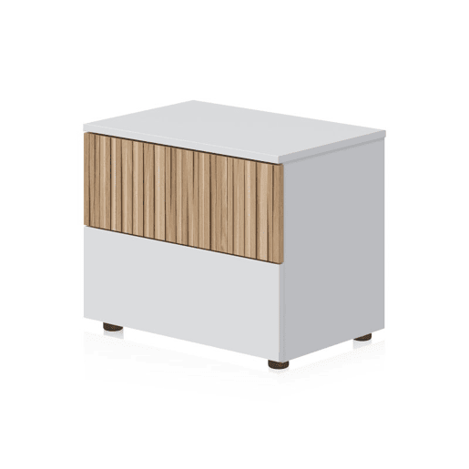 Mesa de cabeceira Nitza Blanco Artik (Blanco Mate) - Natur 50 x 41,5 x 34 cm