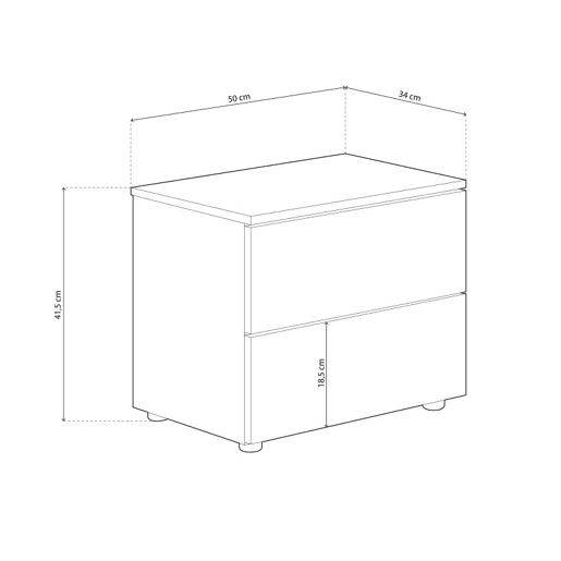 Mesa de cabeceira Nitza Blanco Artik (Blanco Mate) - Natur 50 x 41,5 x 34 cm