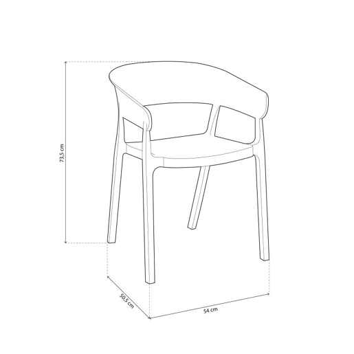 Pack 4 sillas de comedor Diza Branco 54 x 73,5 x 50,5 cm