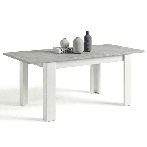 Mesa de jantar extensível 140-190x90 cm Sira Branco Artik (Branco mate) - Cinzento Cimento 190 x 78 x 90 cm