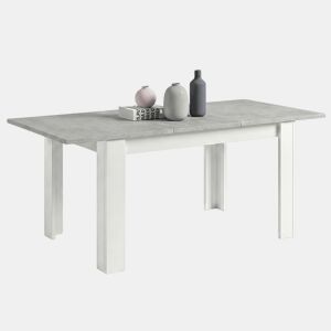 Mesa de jantar extensível 140-190x90 cm Sira Branco Artik (Branco mate) - Cinzento Cimento 190 x 78 x 90 cm