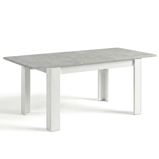 Mesa de jantar extensível 140-190x90 cm Sira Branco Artik (Branco mate) - Cinzento Cimento 190 x 78 x 90 cm