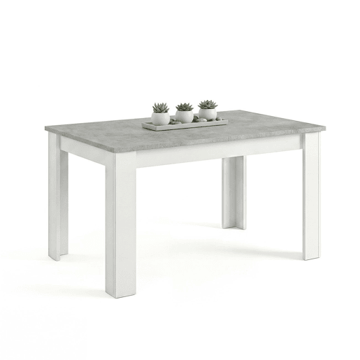 Mesa de jantar extensível 140-190x90 cm Sira Branco Artik (Branco mate) - Cinzento Cimento 190 x 78 x 90 cm